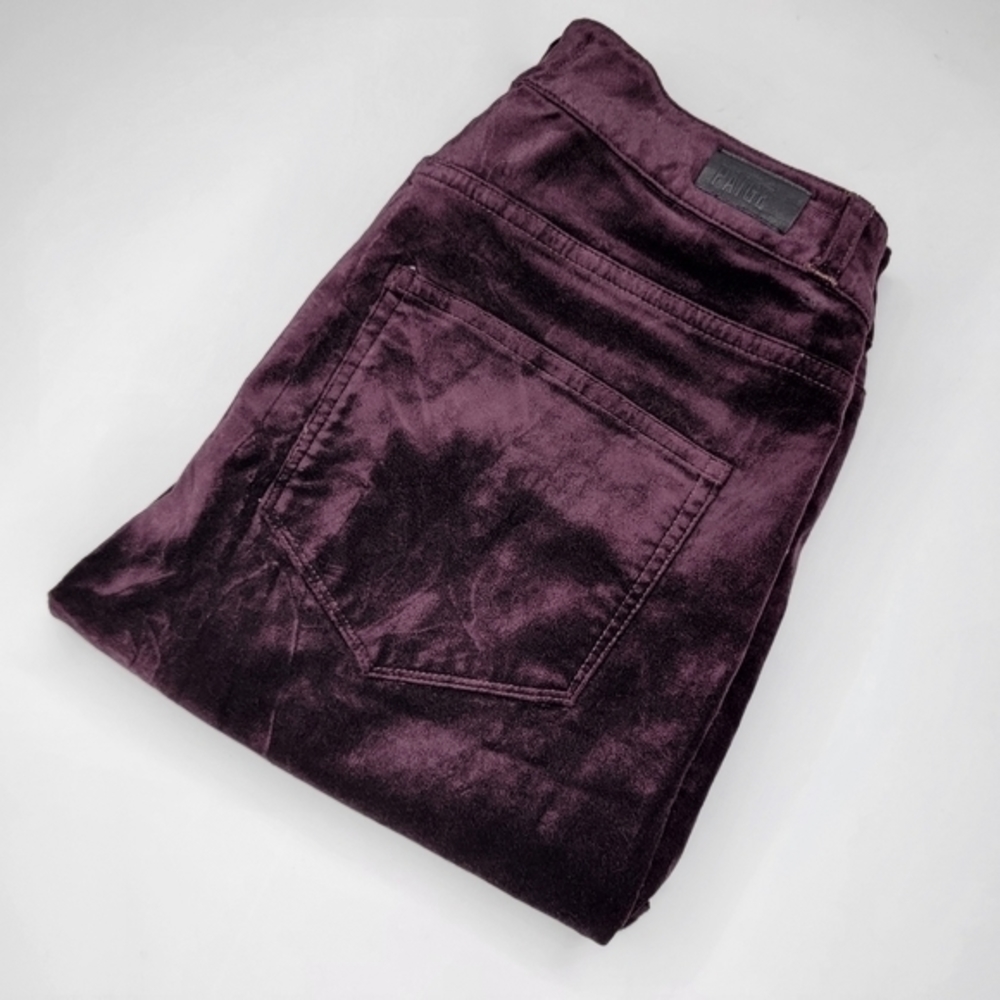 Paige 25 Edgemont Ankle‎ Purple Velvet Women's Skinny Leg Zipper Pocket Pants
